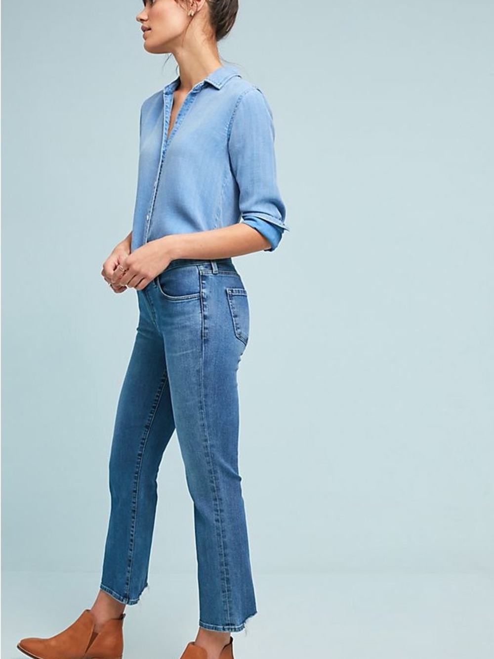 👖 J Brand Selena Cropped Kick Flare Bootcut Light Blue Jeans Y2K Quiet Luxury - Picture 11 of 15